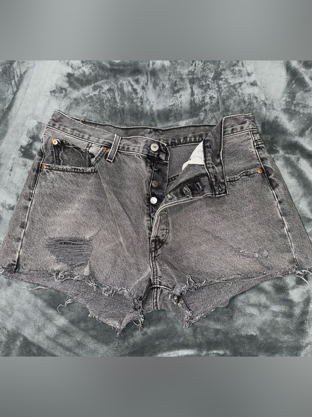 Levi’s 501 Faded Black Denim Button Fly Shorts